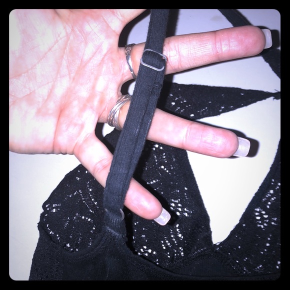 SOLD Free People Ribbed And Lace Halter Top - Picture 3 of 5